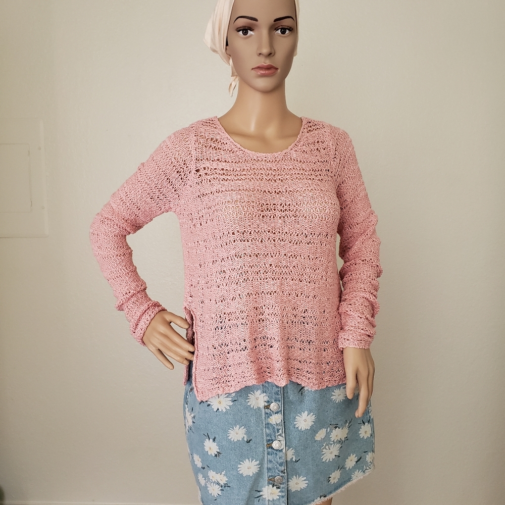 Hollister Pink Crochet Long Sleeve Top - Picture 2 of 8